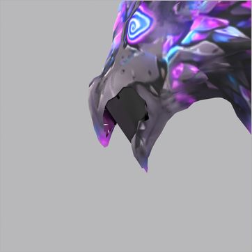 Glarebyte, before the fix: side view, mouth open at the peak of the Roar