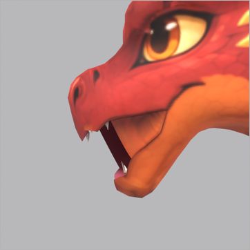 Kairo, before the fix: side view, mouth open at the peak of the Roar