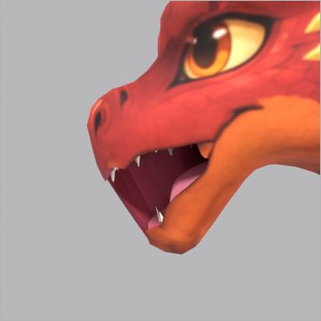 Kairo, test build: side view, mouth open at the peak of the Roar