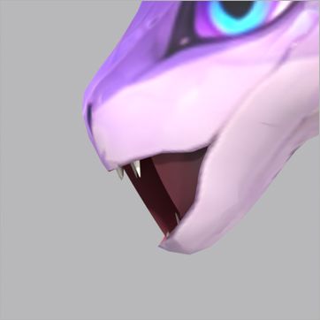 Lumen, before the fix: side view, mouth open at the peak of the Roar