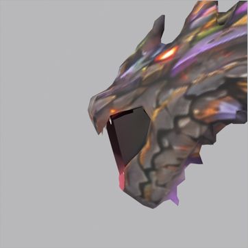 Nullwyrm, before the fix: side view, mouth open at the peak of the Roar