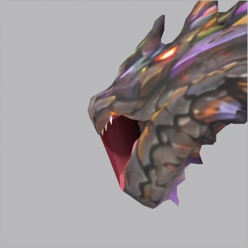 Nullwyrm, test build: side view, mouth open at the peak of the Roar